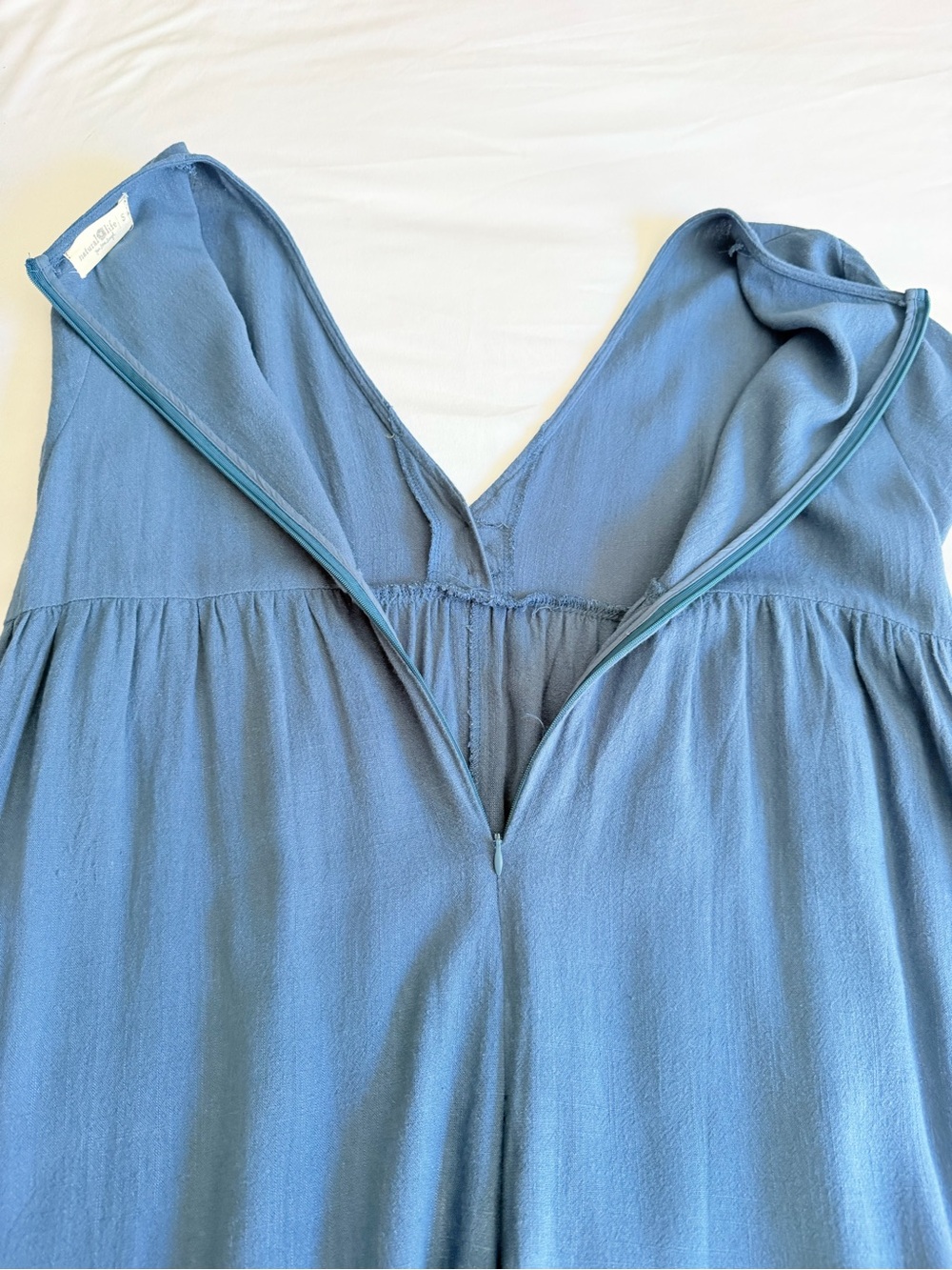 NATURAL LIFE Deep V Wide-Leg Jumpsuit in Denim Blue - Picture 11 of 16